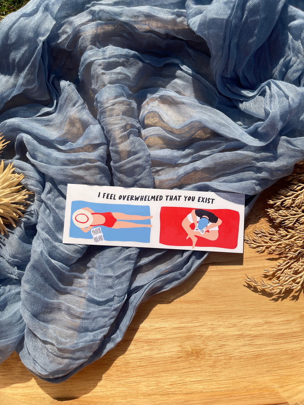 Booktok bookmark with an illustration inspired by Emily Henry's book Beach Read