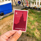 Postage stamp inspired sticker for Rosewood, PA from Pretty Little Liars.